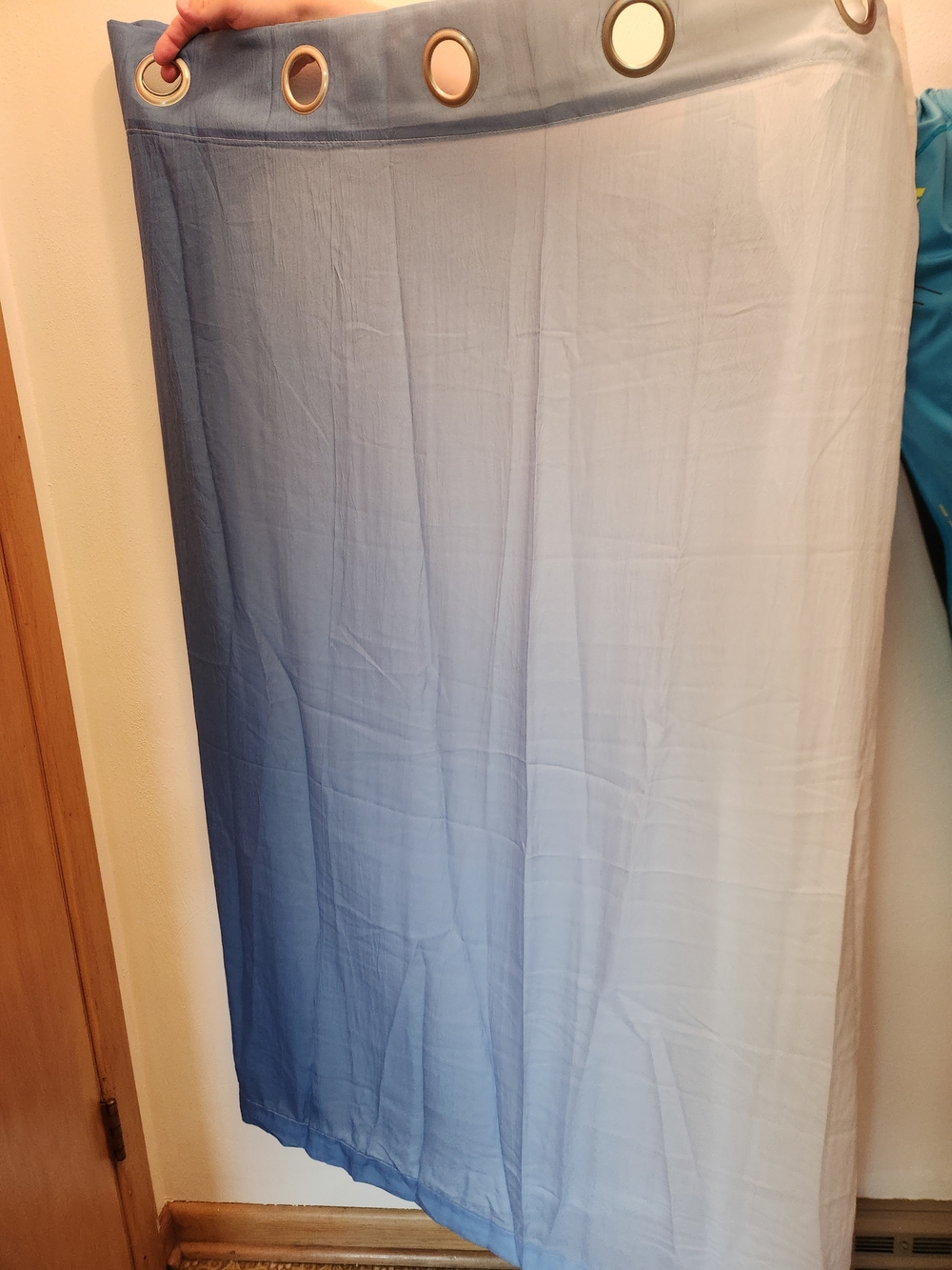 Purainbow Blue Ombre Sheer Curtain Panel with Silver Grommet